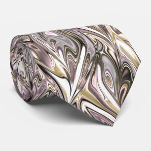 Pretty Gold Silver Pink Marbled Swirls Pattern Tie
