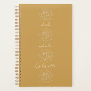 Pretty Gold Yellow Lotus Yoga & Meditation Journal Planner