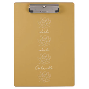 Pretty Gold Yellow & White Lotus Flower Yoga Clipboard