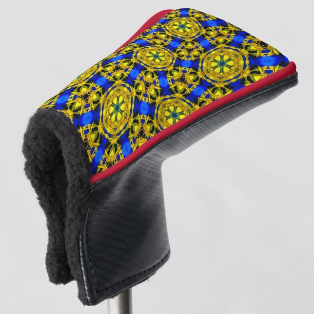Pretty Golden Flowers Pattern Golf Head Cover (3/4 Front)