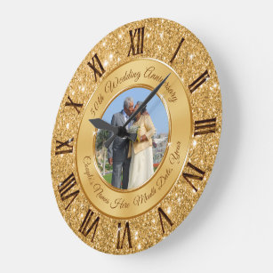 Pretty Golden Wedding Anniversary Gift Ideas Large Clock