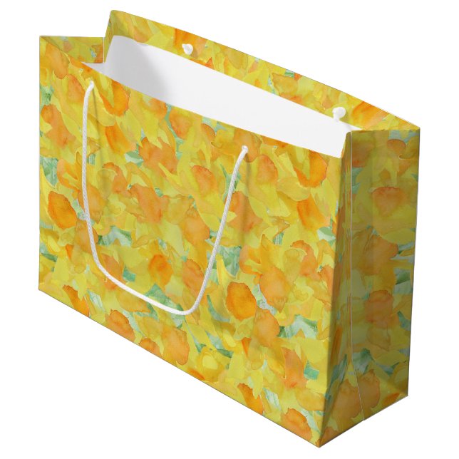 Pretty Golden Yellow Daffodils Large Gift Bag (Front Angled)