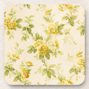 Pretty Golden Yellow Farmhouse Floral Coaster