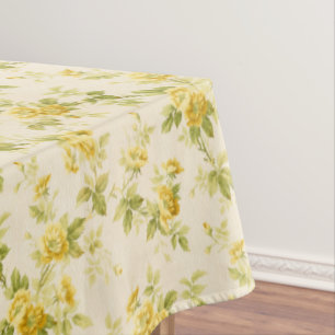 Pretty Golden Yellow Farmhouse Floral Tablecloth