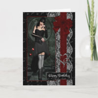 Pretty Gothic Girl with Bows Ribbon And Lace