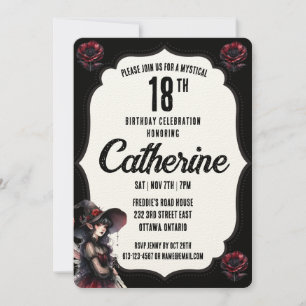 Pretty Gothic Witch Invitation