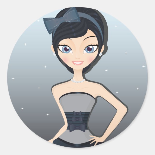 Pretty gown classic round sticker (Front)