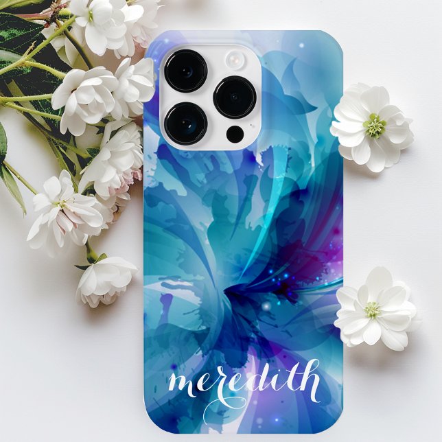 Pretty, Graceful Blue & Purple Abstract Floral Case-Mate iPhone Case (Creator Uploaded)