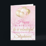 Pretty Granddaughter Birthday Balloon Card<br><div class="desc">A gorgeous glamourous birthday card for your granddaughter. This fabulous design features blush pink and gold glitter balloons on a rose pink sparkly background.  Customise with a name to wish someone a very happy birthday.</div>