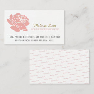 pretty graphic rose flower, pink & white business card