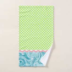 Pretty Green Blue Pattern Dotted Hand Towel