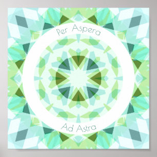Pretty Green Blue Per Aspera Ad Astra Star Nursery Poster