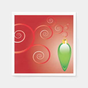 Pretty Green Christmas Ornament Holiday Red Back Napkin