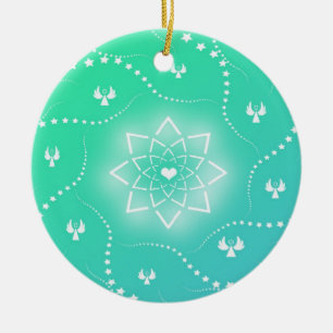Pretty Green Christmas Ornament with Tiny Angels
