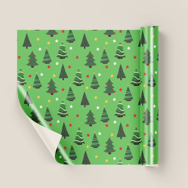Pretty Green Christmas Trees Pattern Christmas Wrapping Paper (Pretty Green Christmas Trees Pattern Christmas Wrapping Paper)
