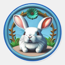 Pretty Green Easter Flower Cute Happy Bunny Face