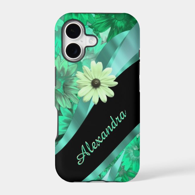 Pretty green floral pattern personalised (Back)