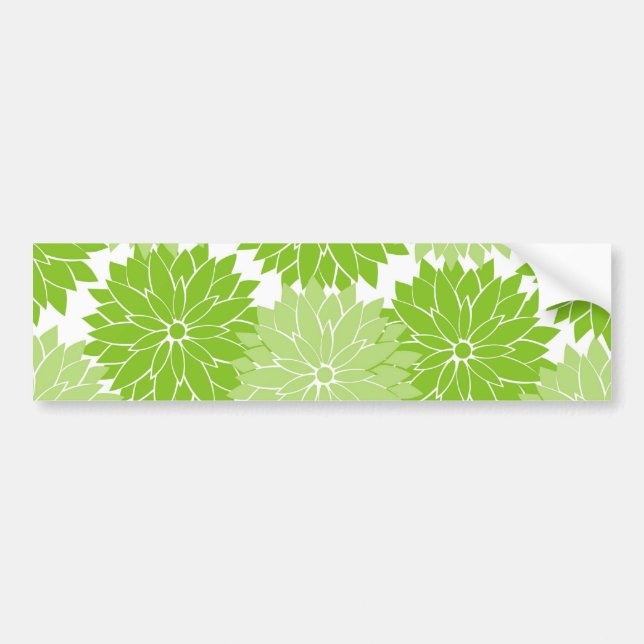 Pretty green Flower Blossoms Floral Pattern Bumper Sticker (Front)