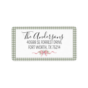 Pretty Green Gingham Christmas Label