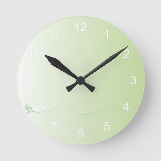 Pretty Green Gradient Round Clock (Front)