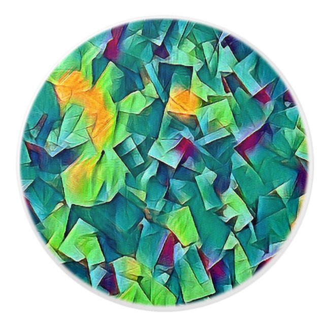 Pretty Green Mosaic Door Or Drawer Knob (Front)