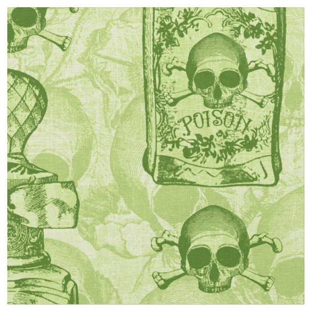 Pretty Green Poison Bottle Fabric (Close Up)