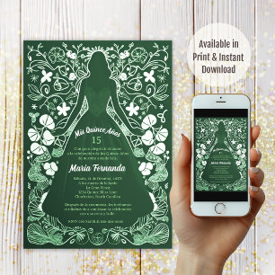 Pretty Green verde Mis Quince Años Quinceañera  Invitation