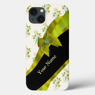 Pretty green vintage floral flower pattern iPhone 13 case