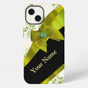 Pretty green vintage floral flower pattern iPhone 13 case