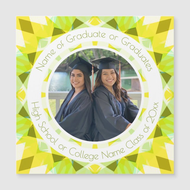 Pretty Green Yellow Graduation Keepsake Photo Gift (Front)