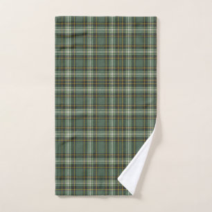 Pretty Green Yellow Plaid Design Hand Towel