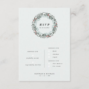 Pretty greenery RSVP card with menu choice