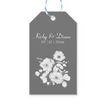 Pretty Grey and White Floral Wedding Gift Tags
