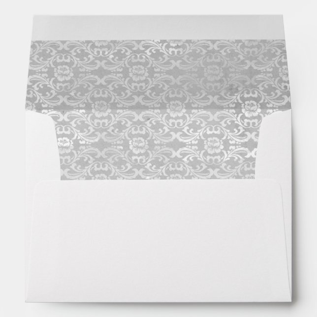 Pretty Grey Girly Floral Damask Elegant Envelope (Back (Bottom))