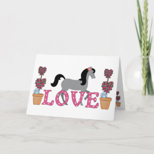 Pretty Grey Horse, Flowers Love Valentine's Day Holiday Card