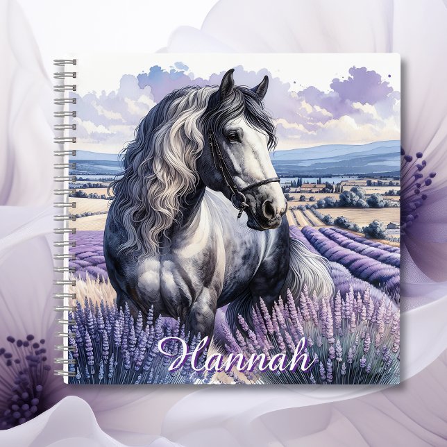Pretty Grey Horse Standing in Lavender Notebook (Creator Uploaded)