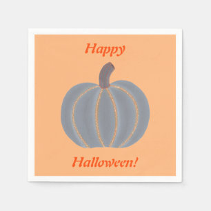 Pretty Grey Pumpkin Orange Lights Halloween Napkin