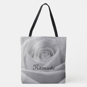 Pretty Grey Rose Namaste design Tote Bag