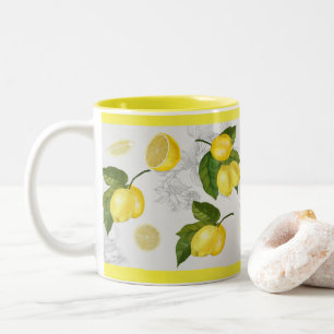 Pretty Grey & Yellow Lemon Mug