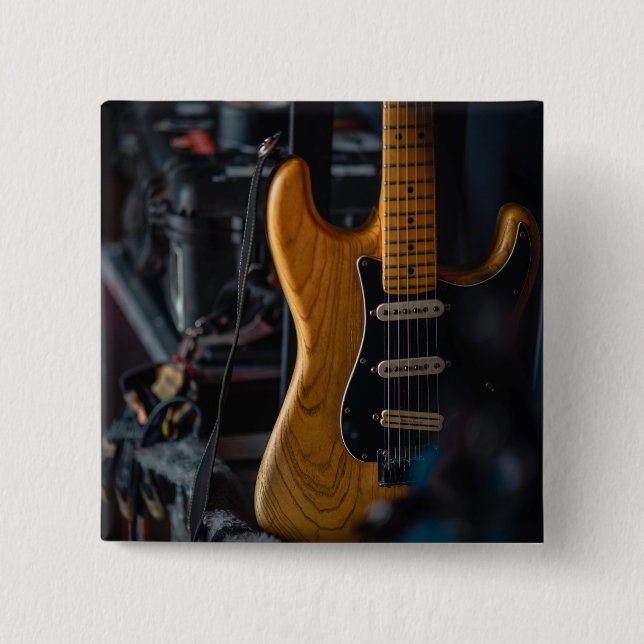 Pretty Guitar 15 Cm Square Badge (Front)