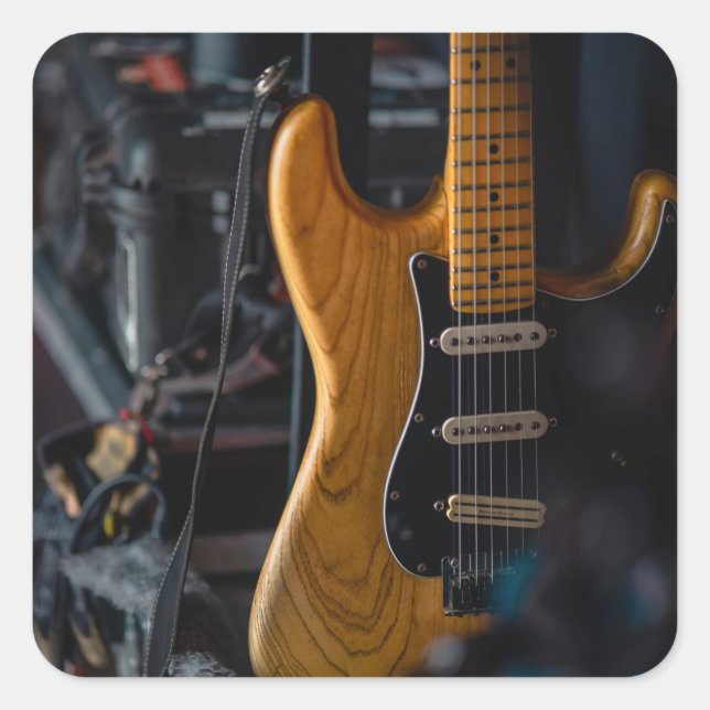 Pretty Guitar Square Sticker (Front)