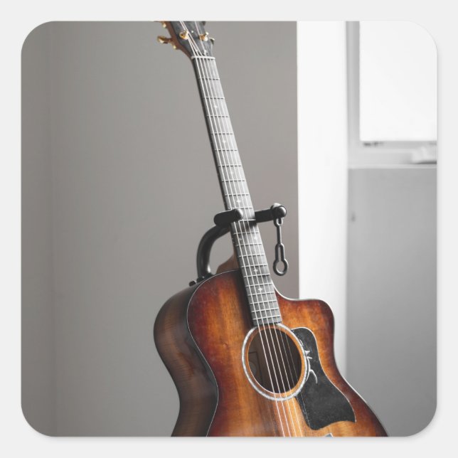 Pretty Guitar Square Sticker (Front)