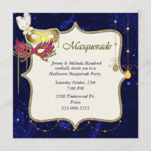 Pretty Halloween Masquerade Party Invitation