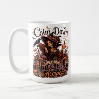PRETTY HALLOWEEN THEMED WOMAN AND SAYINGS COFFEE MUG