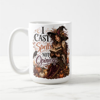 PRETTY HALLOWEEN THEMED WOMAN AND SAYINGS COFFEE MUG
