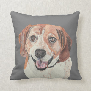 Pretty Hand Drawn Beagle Throw Pillow