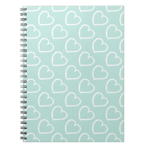 Pretty hand drawn hearts design white on blue notebook