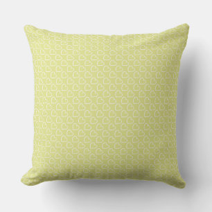 Pretty hand drawn hearts design white on green cushion