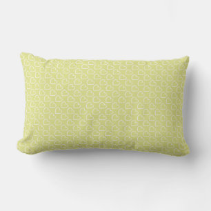 Pretty hand drawn hearts design white on green lumbar cushion