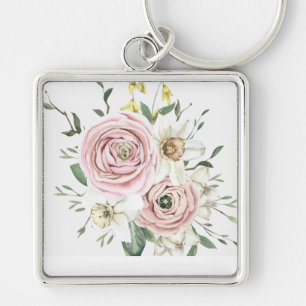Pretty Hand Drawn Roses Rosy Key Ring